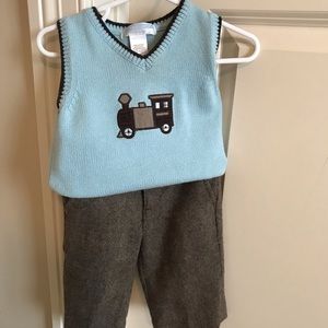 Janie and jack train sweater vest and pants